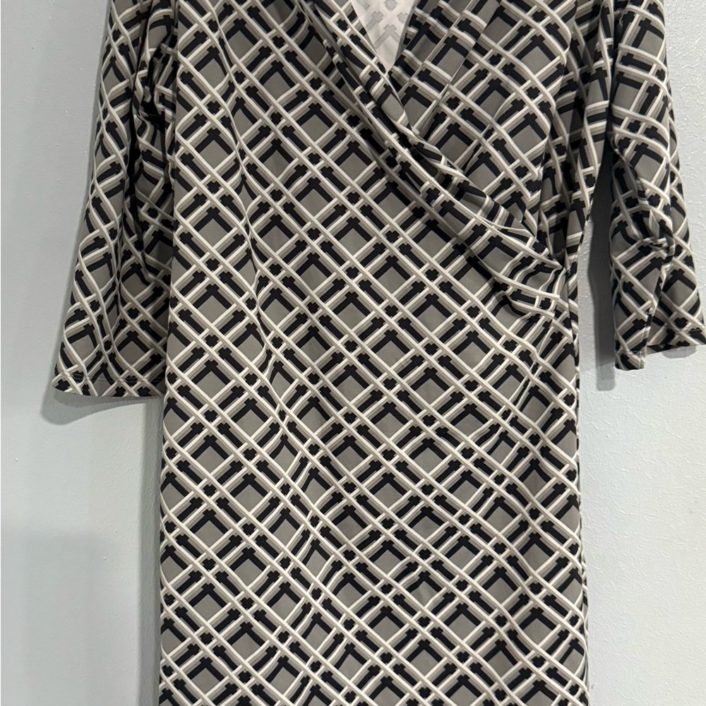 VINTAGE J. McLaughlin Black and Gray Patterned Dress